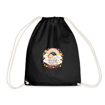 Unser größtes Glück – Baby Regenbogen - Turnbeutel - Schwarz - Vorne