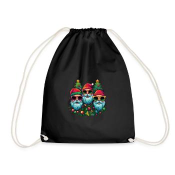 Des pères Noël cool avec des lunettes de soleil - Sac de sport léger - noir - Devant