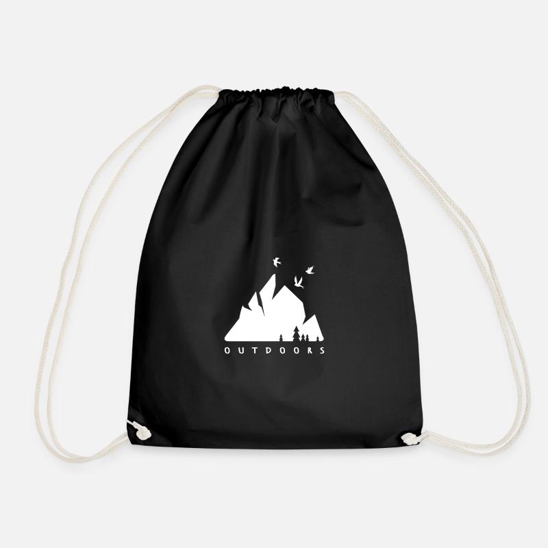 Outdoors (white) - Drawstring Bag - black