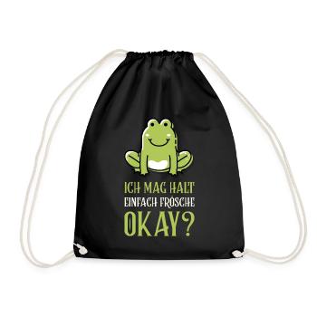 Frosch Laubfrosch Ich Mag Frösche - Turnbeutel - Schwarz - Vorne