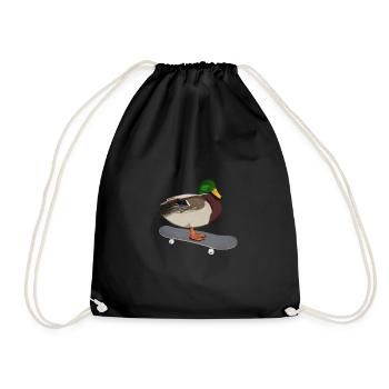 Canard Skateboard Oiseau Patinage Drôle Animal - Sac de sport léger - noir - Devant