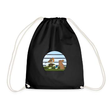 Robin Bird Rabbit Easter Spring - Drawstring Bag - black - Front