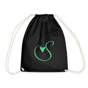 Monogram S Heart Vine - Drawstring Bag - black - Front