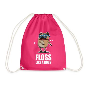 Floss Like A Boss Dance Pug Mops Design - Turnbeutel - Fuchsia - Vorne
