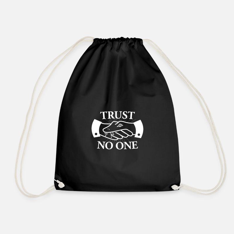 Trust No One logo hand with snake - Drawstring Bag - black