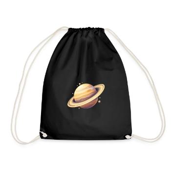 Saturn Farbplanet Illustration - Turnbeutel - Schwarz - Vorne