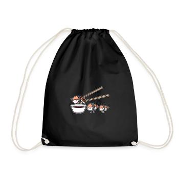 Sushi Lover Happy Flying Sushi - Drawstring Bag - black - Front