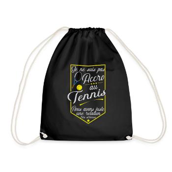 Accro tennis t-shirt cadeau - Sac de sport léger - noir - Devant