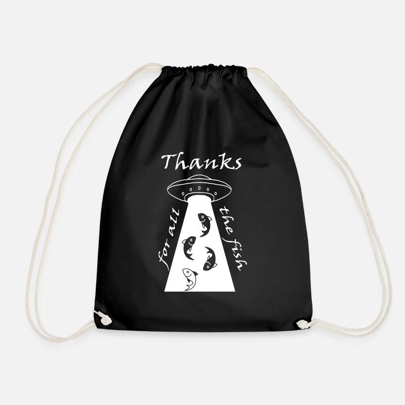 thanks for all the fish - Drawstring Bag - black