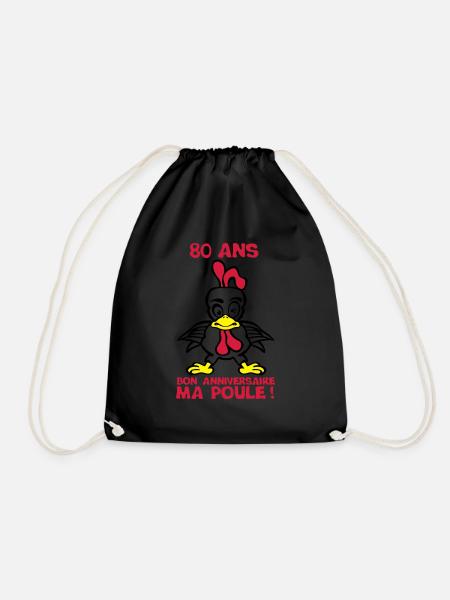 80 ans bon anniversaire ma poule - Sac de sport léger - noir
