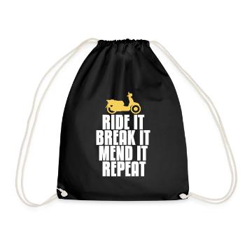 Cadeau vintage de pilote de cyclomoteur rétro cyclomoteur à deux temps - Sac de sport léger - noir - Devant