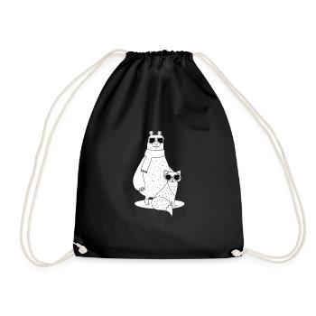 ours et renard cool avec des lunettes de soleil - Sac de sport léger - noir - Devant