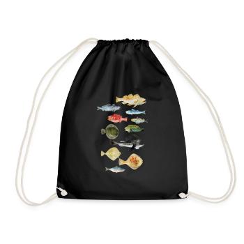 Fish from the sea - Drawstring Bag - black - Front