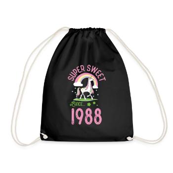 1988 Sweet Einhorn - Turnbeutel - Schwarz - Vorne