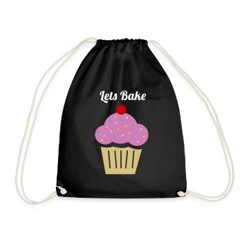 lets bake cake - Drawstring Bag - black - Front