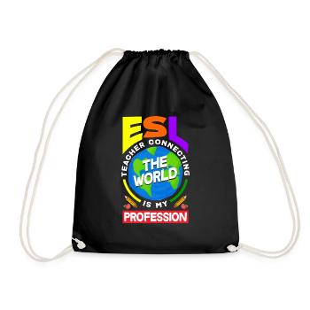 ESL Teacher Linguist Multilingual Teaching - Drawstring Bag - black - Front