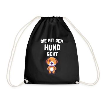 Die Mit Dem Hund Geht Hundebesitzer Hundefreunde - Turnbeutel - Schwarz - Vorne
