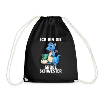 Drachen Große Schwester - Ich bin Die große - Turnbeutel - Schwarz - Vorne