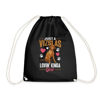 Just a Vizslas loving kind of girl - Drawstring Bag - black - Front