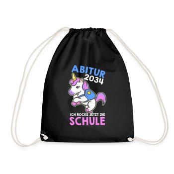 Abitur 2034 Schulkind 2034 Einschulung Abschluss - Turnbeutel - Schwarz - Vorne