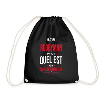 Je suis rugbyman - Super-pouvoir - Sac de sport léger - noir - Devant