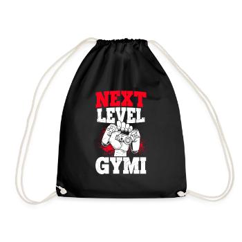 NEXT LEVEL GYMI - neues Abenteuer Gymnasium Gamer - Turnbeutel - Schwarz - Vorne