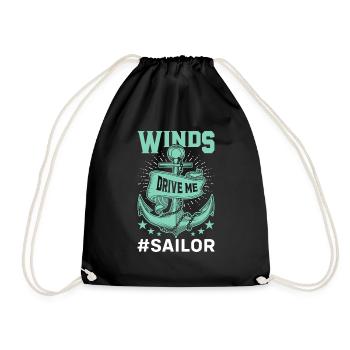 Yacht sail that says funny sailboat - Drawstring Bag - black - Front