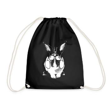 Hase Tierliebhaber Kopfhörer Sonnenbrille Naturfan - Turnbeutel - Schwarz - Vorne