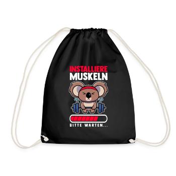 Muskeln Sport Fitness Gewichtheben Koala - Turnbeutel - Schwarz - Vorne