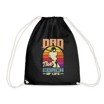 Dad The Coch Of Life Fathers Day Baseball - Turnbeutel - Schwarz - Vorne