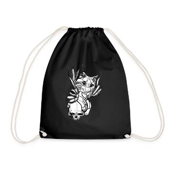 Crâne // Chat - Sac de sport léger - noir - Devant
