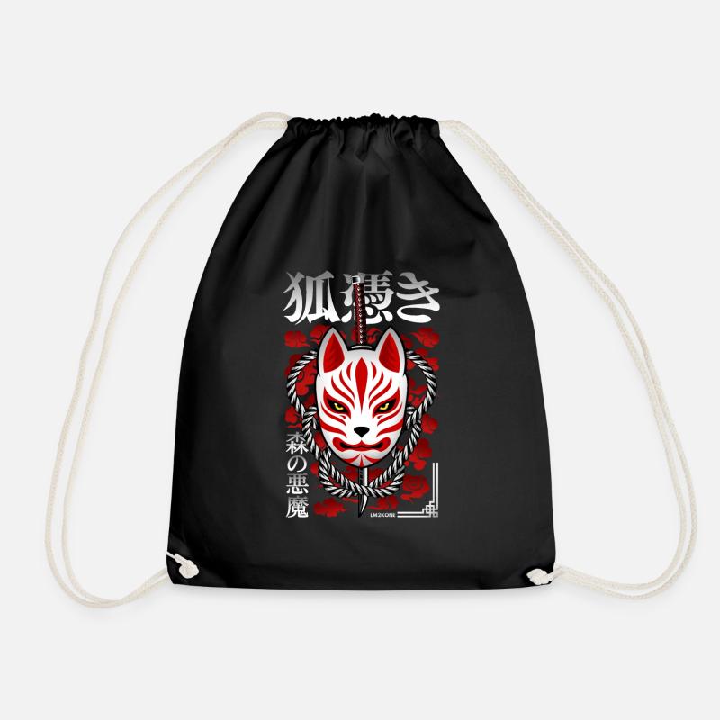 Japan Kitsune - Walddämon - Turnbeutel - Schwarz