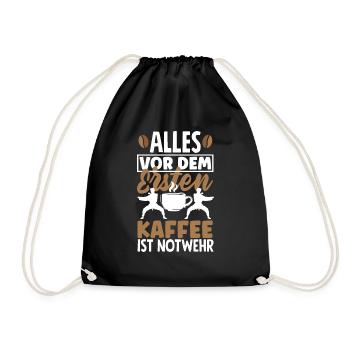 Alles vor dem ersten Kaffee ist Notwehr Lustiges - Turnbeutel - Schwarz - Vorne