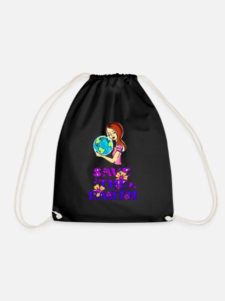 Earth day 03 3 - Drawstring Bag - black