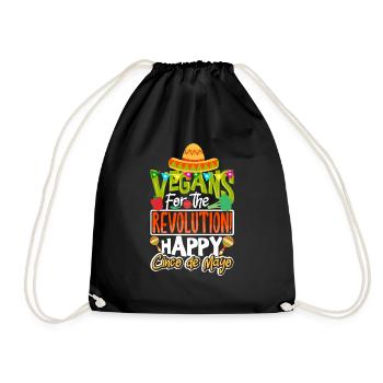 Vegan happy Cinco de Mayo! - Drawstring Bag - black - Front