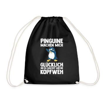 Tiermotiv Pinguin - Turnbeutel - Schwarz - Vorne