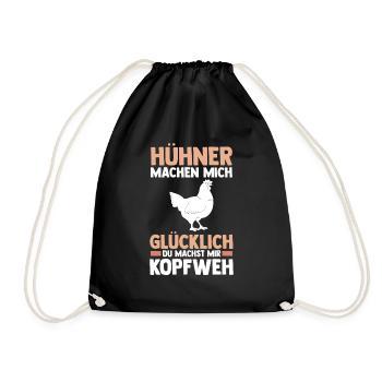 Huhn Landwirt Bauernhof Hühner - Turnbeutel - Schwarz - Vorne