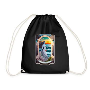 Surfing - Art Nouveau - Drawstring Bag - black - Front