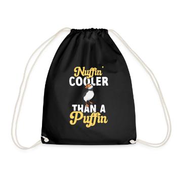 puffin puffin auke birds Lunde - Drawstring Bag - black - Front