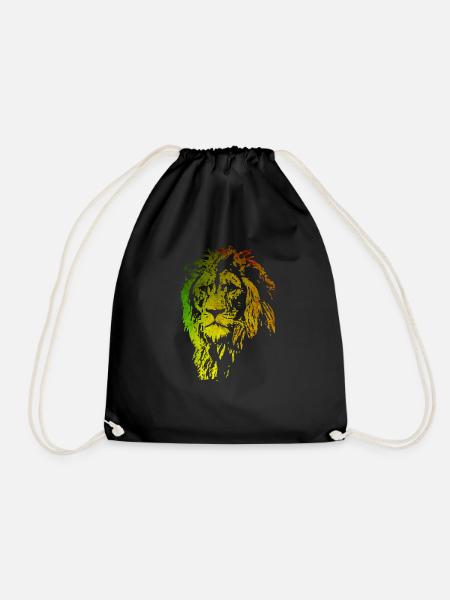 Lion colourful metallic - Drawstring Bag - black