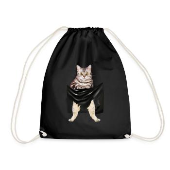 American Shorthair Cat, Love Shorthair - Drawstring Bag - black - Front