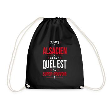 Je suis Alsacien - Super-pouvoir - Cadeau Humour - Sac de sport léger - noir - Devant
