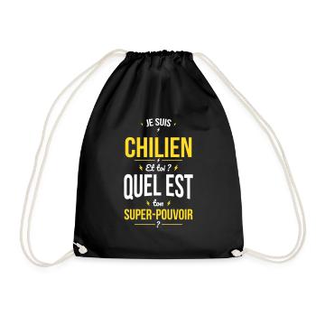 Je suis Chilien - Super-pouvoir - Cadeau Humour - Sac de sport léger - noir - Devant