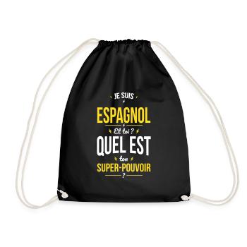 Je suis Espagnol - Super-pouvoir - Cadeau Humour - Sac de sport léger - noir - Devant