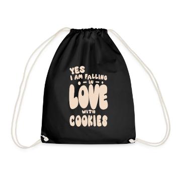 I love cookies crazy on chocolate chip cookies - Drawstring Bag - black - Front