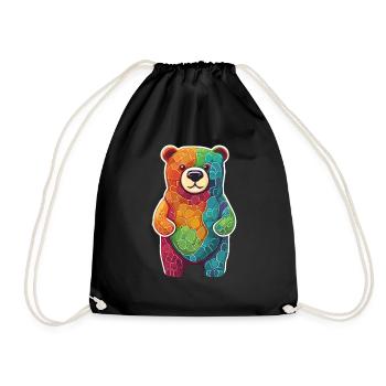 Cool coloré ours gommeux ours brun ours Animal - Sac de sport léger - noir - Devant
