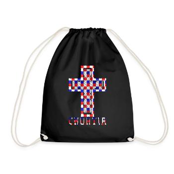 Croatie Croix drapeau patriotisme Vintage Gloire cheveux - Sac de sport léger - noir - Devant
