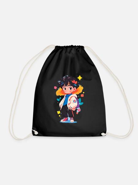 Manga Boy - Drawstring Bag - black