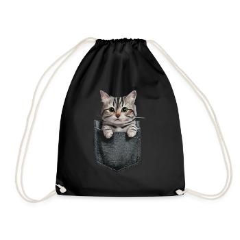 Orientalisch Kurzhaar Katze in der Tasche Geschenk - Turnbeutel - Schwarz - Vorne