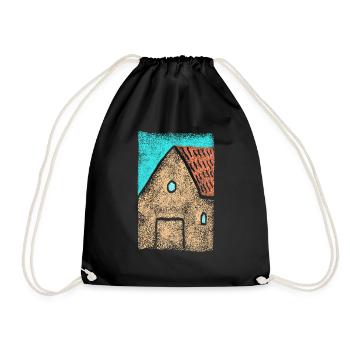 House - Architecture Design - Country Life - Drawstring Bag - black - Front